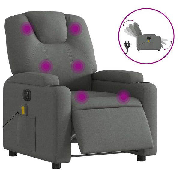 vidaXL Electric Massage Recliner Chair Dark Grey Fabric