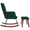 vidaXL Rocking Chair with Stool Dark Green Velvet