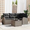 vidaXL Garden Sofa Set with Cushion 5 pcs Grey Poly Rattan