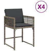 vidaXL Garden Chairs with Cushions 4 pcs Grey Poly Rattan