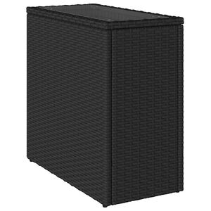 vidaXL Garden Side Table with Glass Top Black 58x27,5x55 cm Poly Rattan