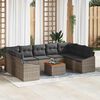 vidaXL Garden Sofa Set with Cushion 10 pcs Grey Poly Rattan