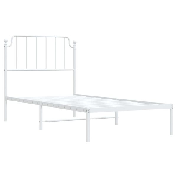 vidaXL Metal Bed Frame without Mattress with Headboard White 90x190cm