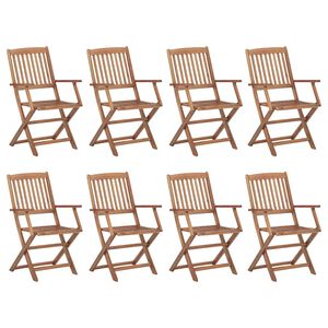 vidaXL Outdoor Chair | Set of 8 | Brown | Solid acacia wood | Medium | Foldable