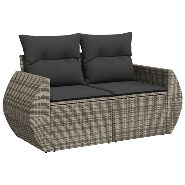 vidaXL 8 Piece Garden Sofa Set with Cushions Grey Poly Rattan