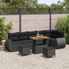 vidaXL Garden Sofa Set with Cushion 9 pcs Black Poly Rattan