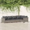 vidaXL 5 Piece Garden Lounge Set with Cushions Grey Poly Rattan