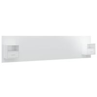 vidaXL Bed Headboard with Cabinets High Gloss White Engineered Wood