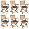 vidaXL Folding Chairs 6 pcs with Cushions Solid Acacia Wood