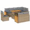 vidaXL 9 Piece Garden Sofa Set with Cushions Beige Poly Rattan Acacia