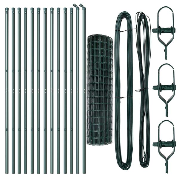 vidaXL Fence with Posts Green 1.2 x 25 m Steel