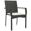vidaXL 3 Piece Garden Dining Set with Cushions Black Poly Rattan