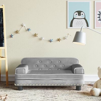 vidaXL Kids Sofa Light Grey 70x45x30 cm Velvet