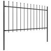 vidaXL Garden Fence with Spear Top Steel 359x100 cm Black