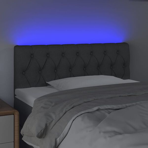 vidaXL LED Headboard Dark Grey 100 cm Fabric