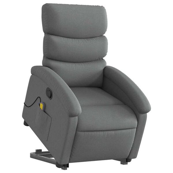 vidaXL Stand up Massage Recliner Chair Dark Grey Fabric