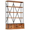 vidaXL 4-Tier Bookcase with 6 Drawers 122x36x181 cm Solid Mango Wood