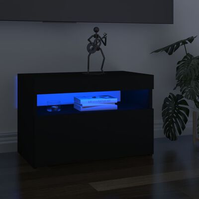 vidaXL TV Cabinets with LED Lights 2 pcs Black 60x35x40 cm