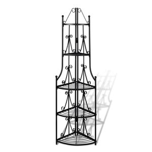 vidaXL Corner Plant Rack Black