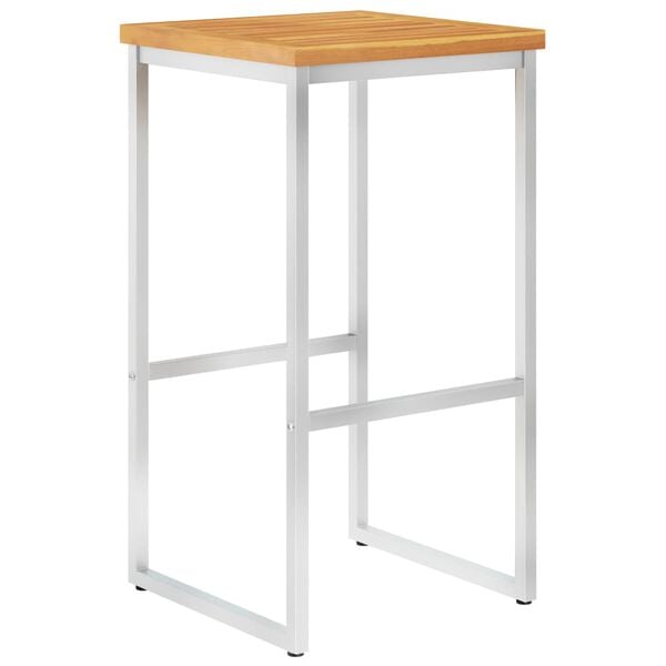 vidaXL Bar Chairs 2 pcs Solid Acacia Wood and Stainless Steel