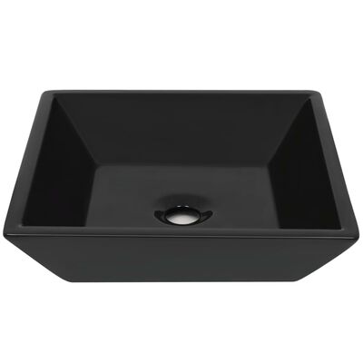 vidaXL Basin Ceramic Square Black 41.5x41.5x12 cm