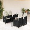 vidaXL 5 Piece Garden Bistro Set with Cushions Black Poly Rattan