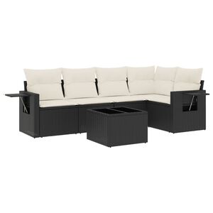 vidaXL 6 Piece Garden Sofa Set with Cushions Black Poly Rattan