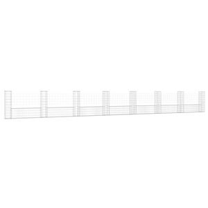 vidaXL U-shape Gabion Basket with 8 Posts Iron 860x20x100 cm