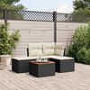 vidaXL 5 Piece Garden Sofa Set with Cushions Black Poly Rattan