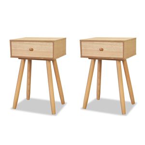 vidaXL Bedside Table | Set of 2 | Brown | Solid Pine wood | 40x30x61 cm