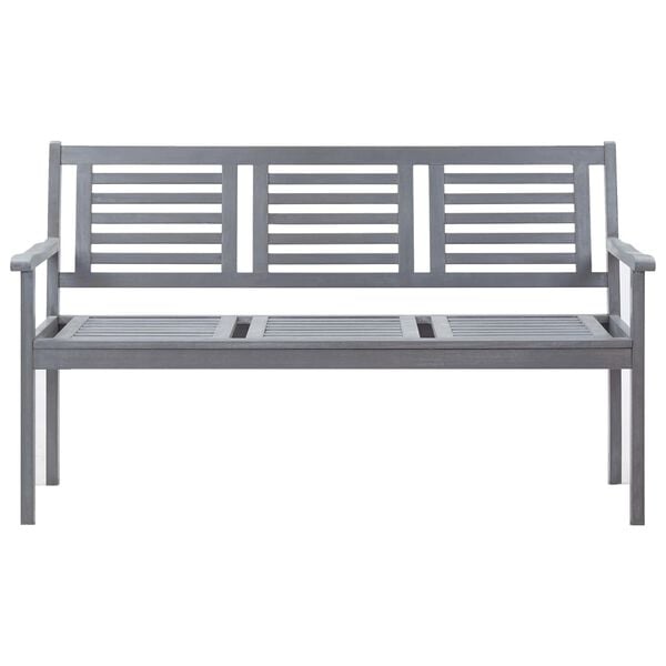 vidaXL 3-Seater Garden Bench with Cushion 150 cm Grey Eucalyptus Wood