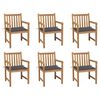vidaXL Garden Chairs 6 pcs with Anthracite Cushions Solid Teak Wood