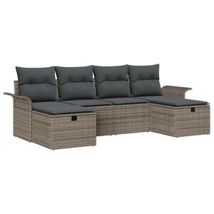 vidaXL Garden Sofa Set 6 pcs Grey 55 x 55 x 37 cm Poly Rattan