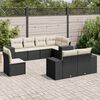 vidaXL 8 Piece Garden Sofa Set with Cushions Black Poly Rattan