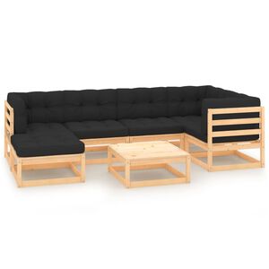 vidaXL 7 Piece Garden Lounge Set with Cushions Solid Pinewood
