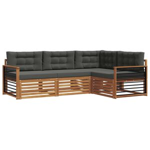 vidaXL Outdoor Sofa Set 4 pcs Natural and Anthracite