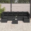 vidaXL Garden Sofa Set 8 pcs Black Poly Rattan and Steel and Glass