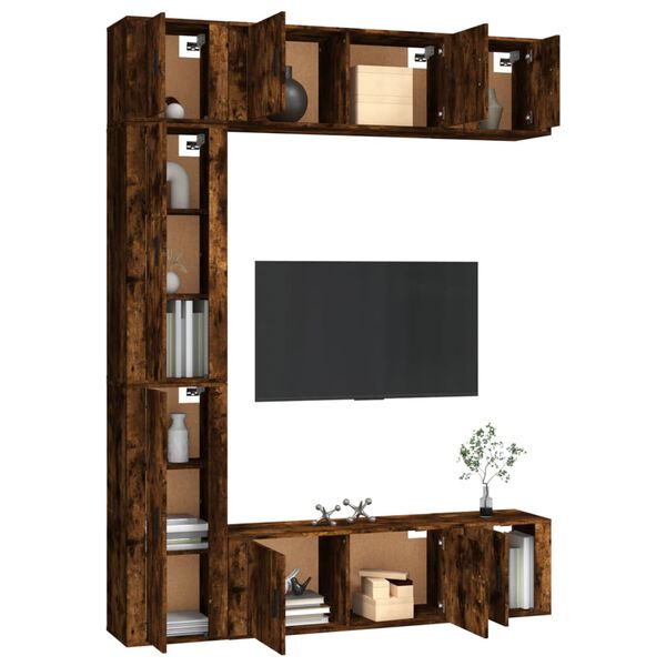 vidaXL 7 Piece TV Cabinet Set Smoked Oak Engineered Wood