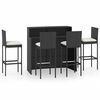 vidaXL 5 Piece Garden Bar Set with Cushions Black