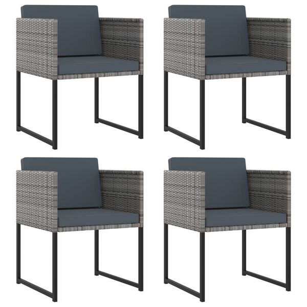 vidaXL 9 Piece Garden Dining Set with Cushions Poly Rattan Grey