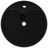 Ceramic Bathroom Sink Basin Faucet/Overflow Hole Black Round