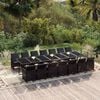 vidaXL 15 Piece Garden Dining Set with Cushions Poly Rattan Black