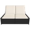 vidaXL Double Sun Lounger with Cushions Black Poly Rattan