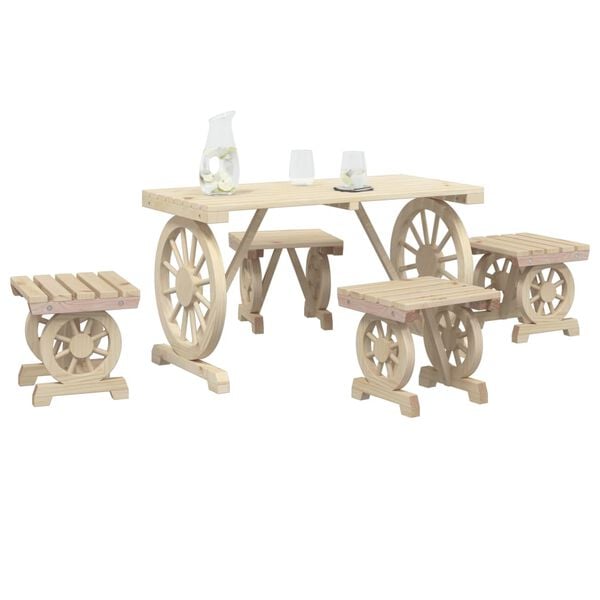 vidaXL 5 Piece Garden Dining Set Solid Wood Fir