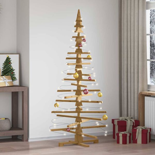 vidaXL Wooden Christmas Tree with Stand Brown 180 cm Solid pine wood
