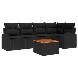 vidaXL Garden Sofa Set with Storage 6 pcs Black Poly Rattan