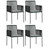 vidaXL 5 Piece Garden Dining Set with Cushions Black Poly Rattan and Steel