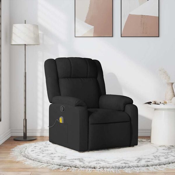 vidaXL Massage Recliner Chair Black Fabric