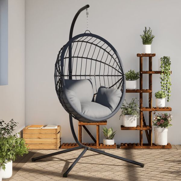 vidaXL Hanging Egg Chair Stand without Basket Black Steel