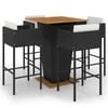 vidaXL 5 Piece Garden Bar Set with Cushions Poly Rattan Black